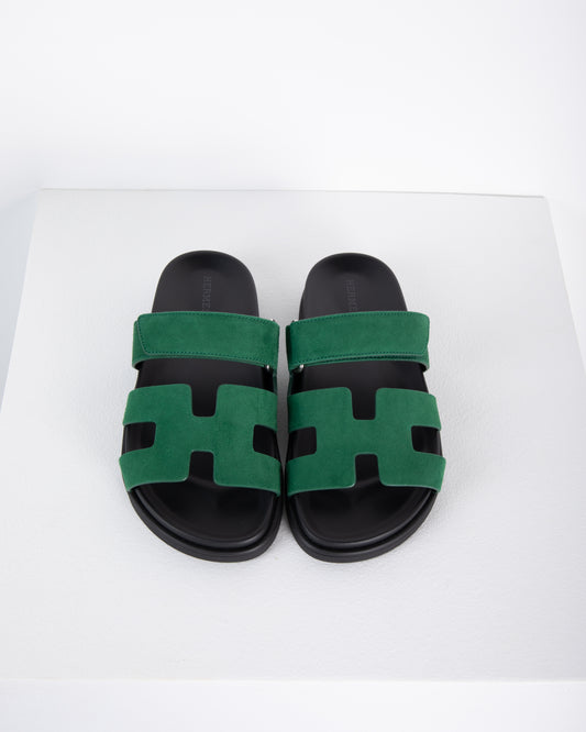 Chypre Sandal in Green Suede