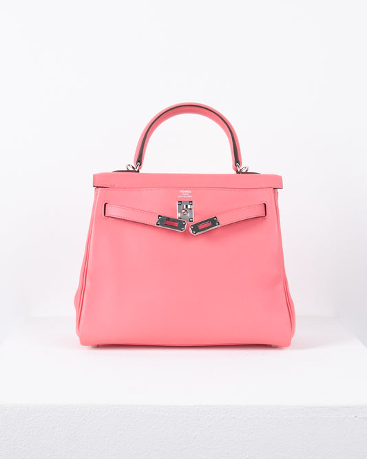 Kelly 25 in Rose Azalee Swift with Palladium Hardware