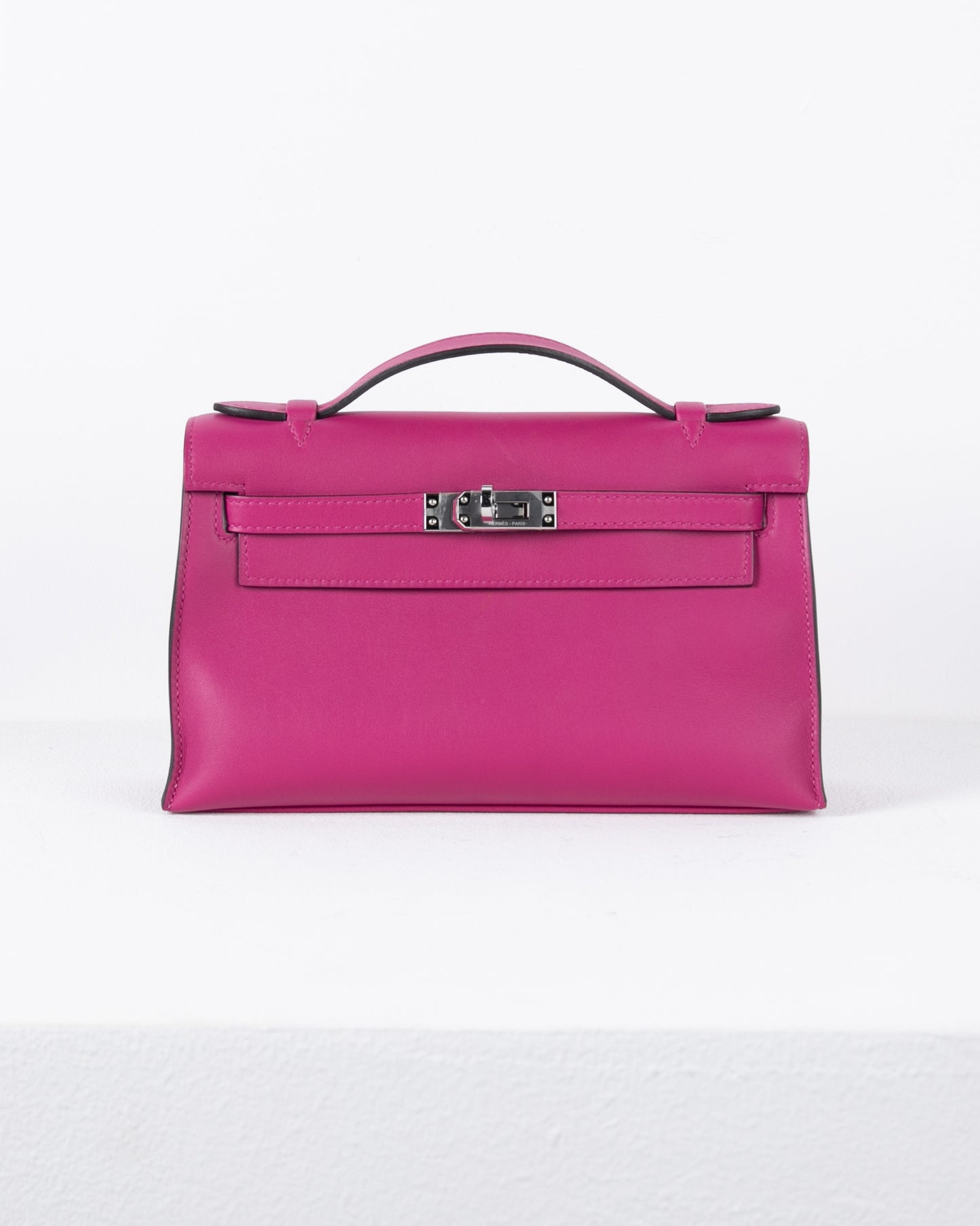 Kelly Pochette in Rose Pourpre Swift with Palladium Hardware
