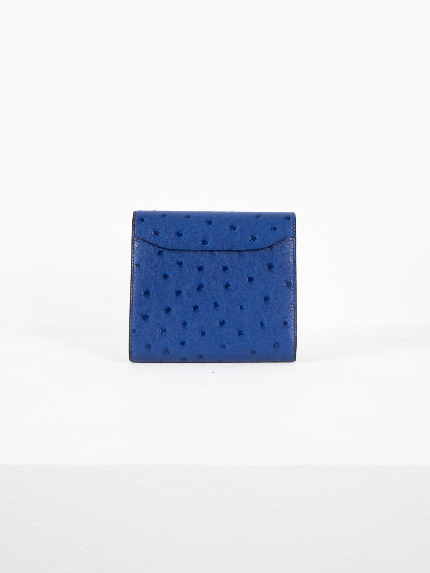 Constance Compact Autruche in Bleu Saphir with Gold Hardware
