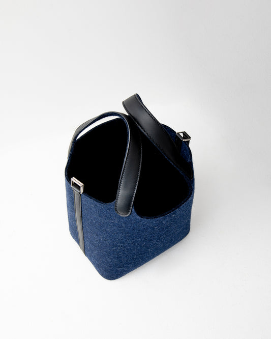 Picotin 18 in Bleu Nuit Black Felt/Swift with Palladium Hardware