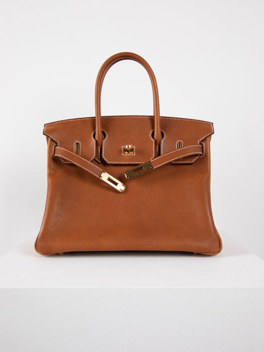 Birkin 30 in Gold Barenia Leather with Gold Hardware