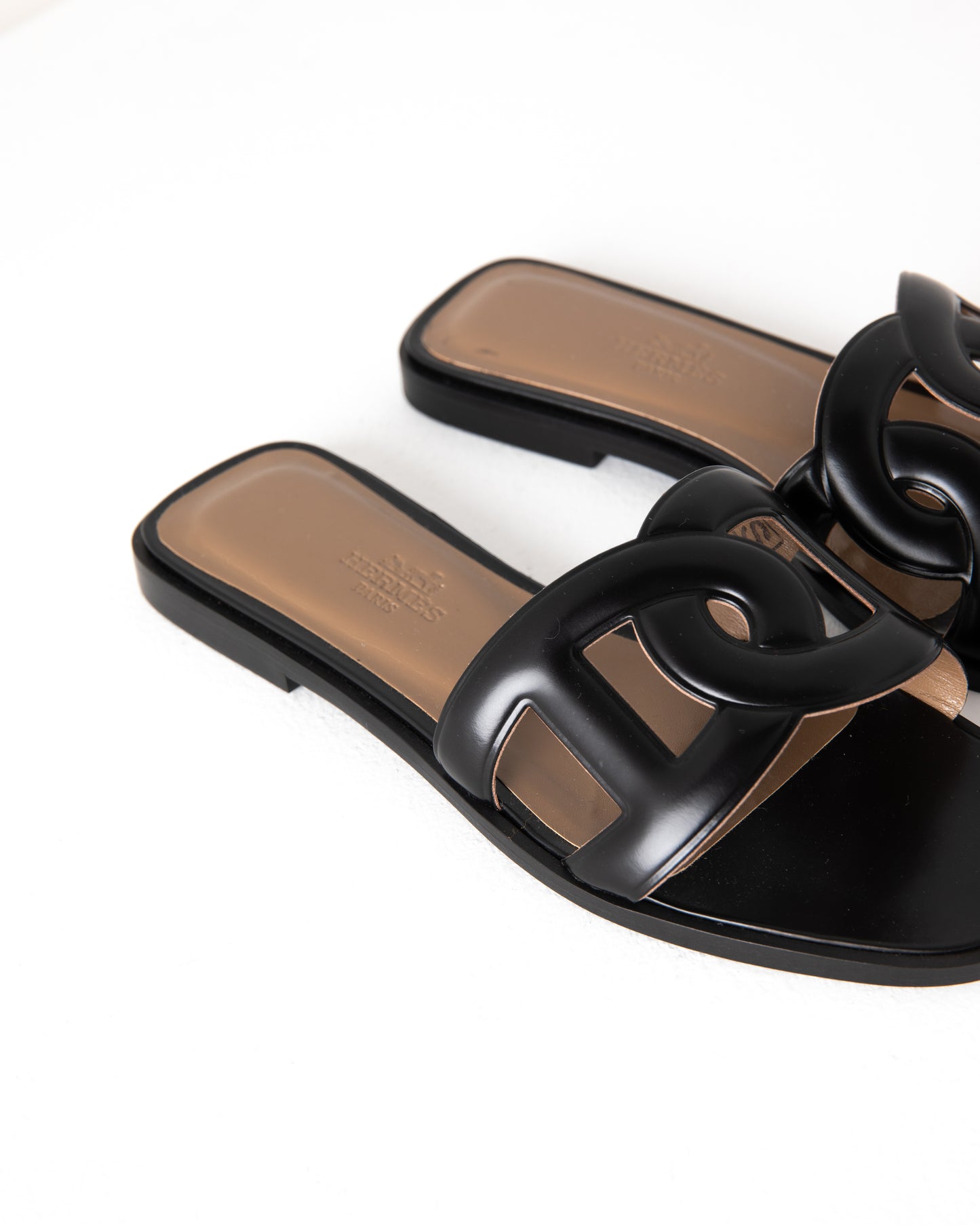 Omaha Sandal in Shiny Black Calfskin
