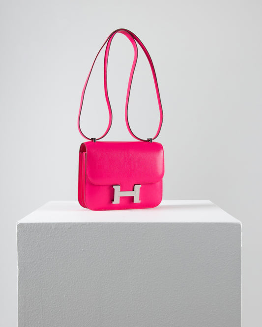 Constance 18 Rose Pop in Chevre Leather with Palladium Hardware