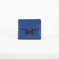Constance Compact Autruche in Bleu Saphir with Gold Hardware