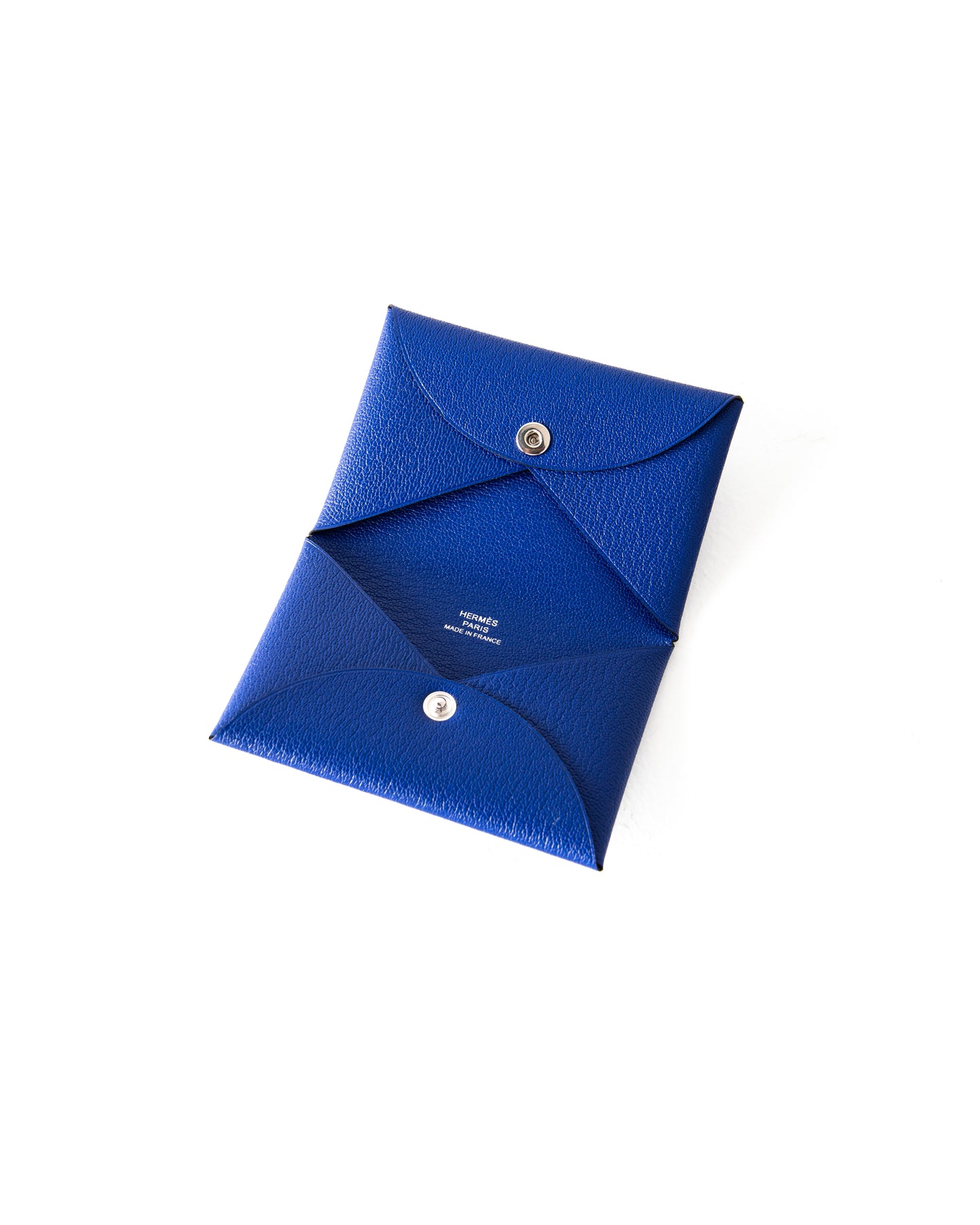 Calvi Card Holder in Bleu Electrique Chevre