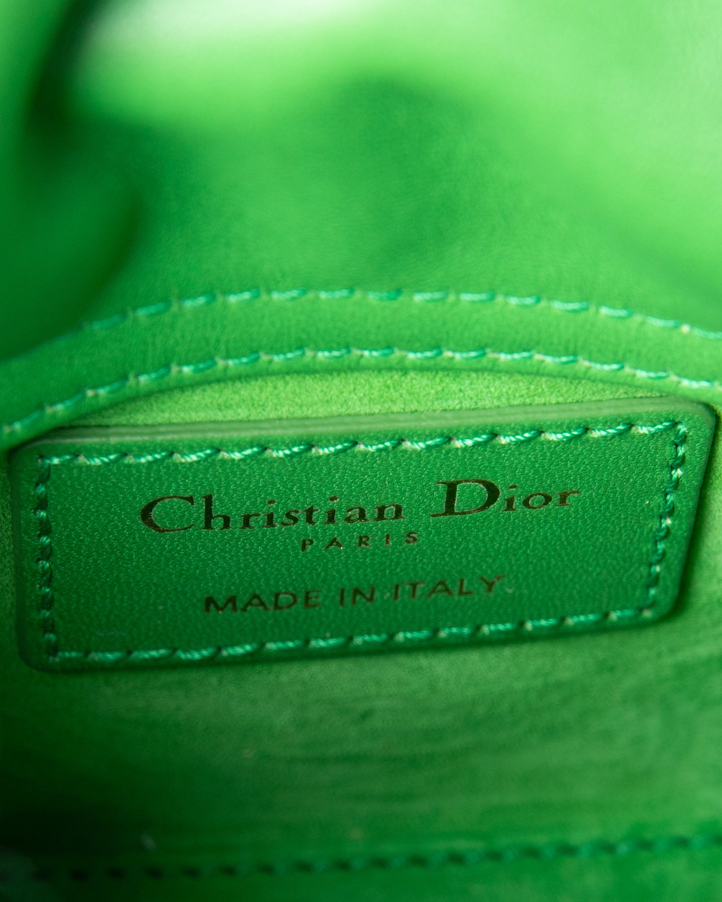 (Preloved) Lady Dior Micro in Green Lambskin and Pale Gold Hardware