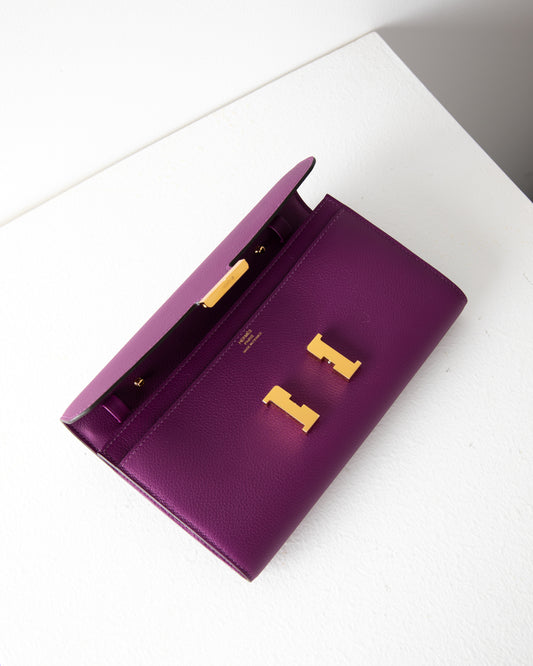 Constance To Go Wallet Evercolor Anemone with Gold Hardware