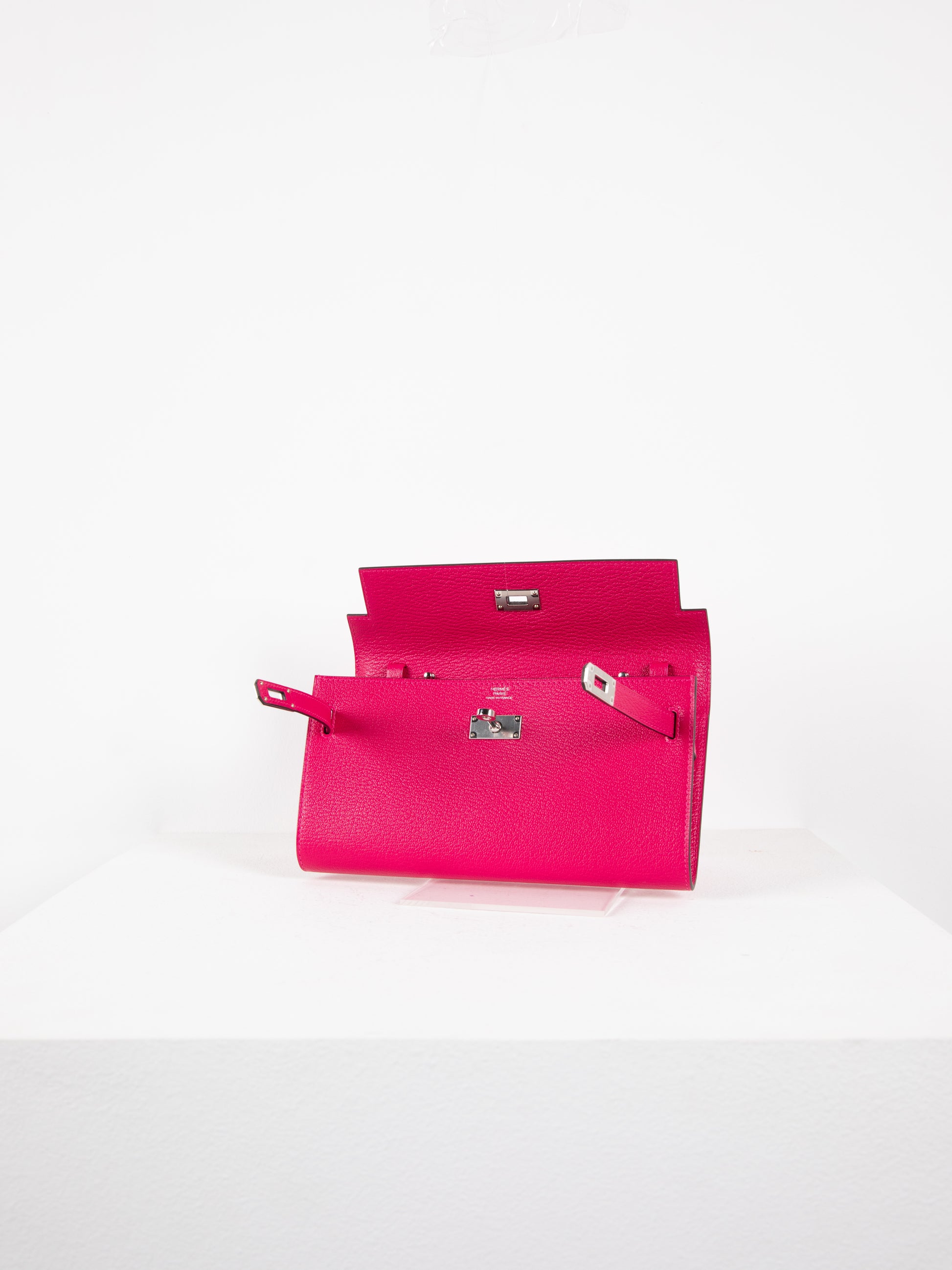 Replica Hermes Kelly Pochette Handmade Bag In Rose Mexico Chevre Mysore  Leather