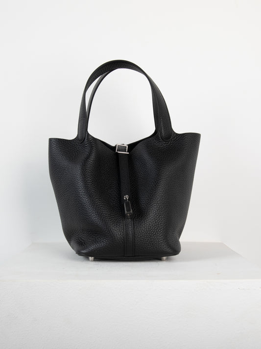 Picotin 22 in Noir Clemence with Palladium Hardware