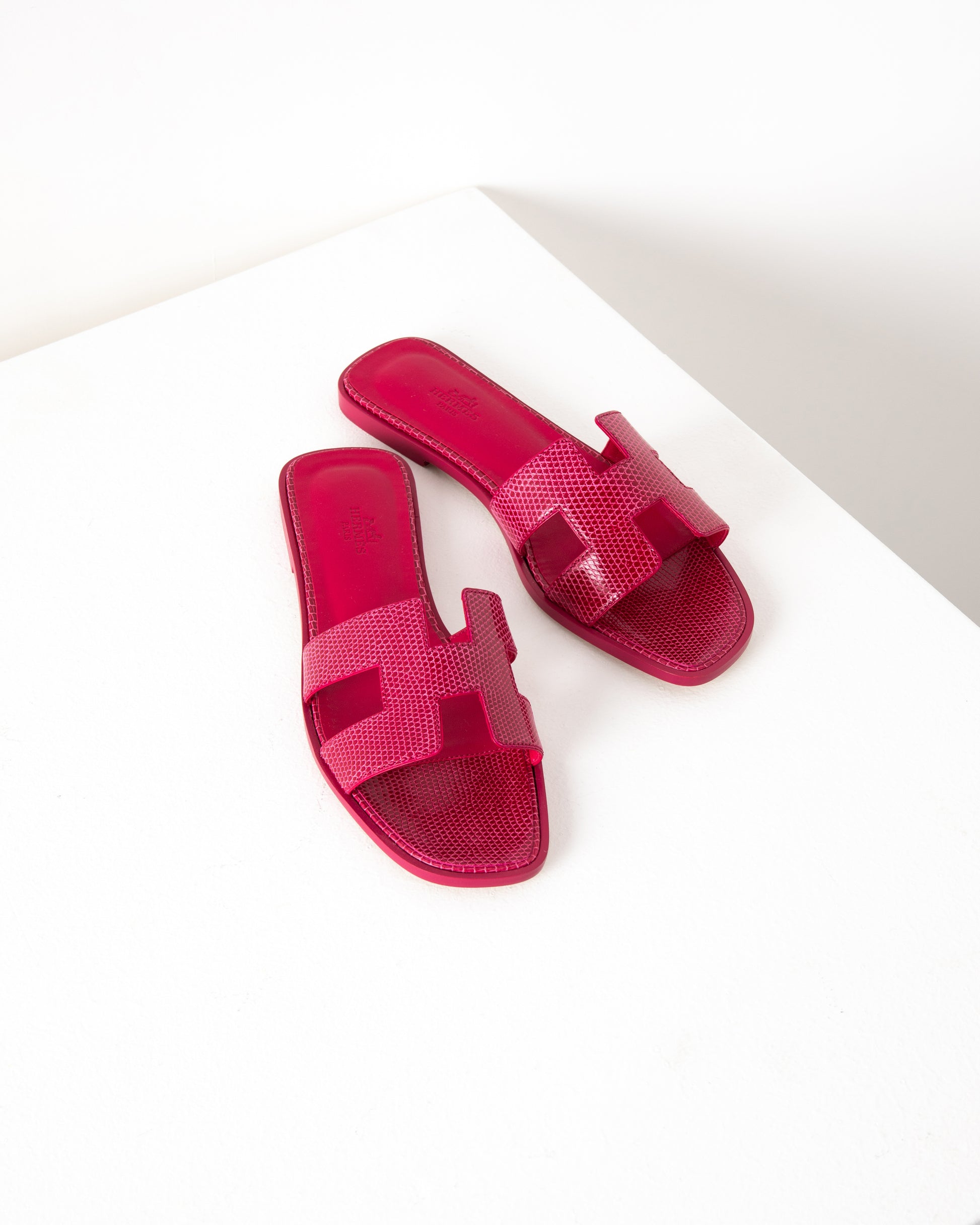 Hermès Oran Rose Jaipur Lizard Sandals