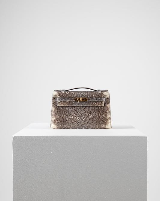 Kelly Pochette in Ombre Lizard with Gold Hardware