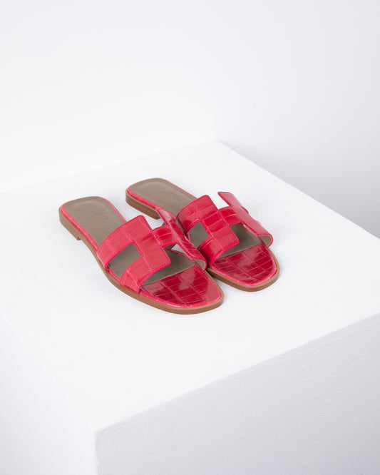 Oran Sandal in Rose Extreme Crocodile