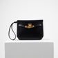 Kelly Depeches Pouch 25 in Black Evergrain Leather with Gold Hardware